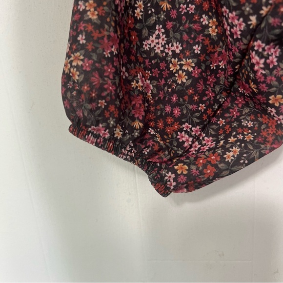 American Eagle Dark Ditzy Floral Tiered Boho Grunge Babydoll Mini Dress Size M - Picture 3 of 13